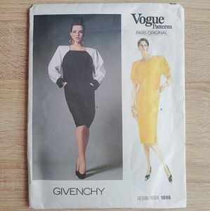 Vogue 1886 Givenchy Sewing Pattern Size 12 - Sz 4